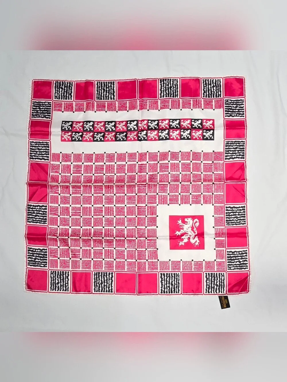 Vintage Polyester Made in Japan Lion Crest Scarf